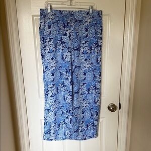 J. Jill Blue Paisley Pull On Wide Leg Pants